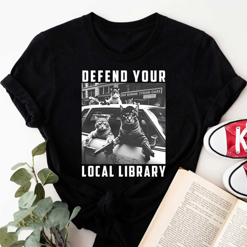 Wardrobecart Defend Your Local Library Cats With Guns Tshirt