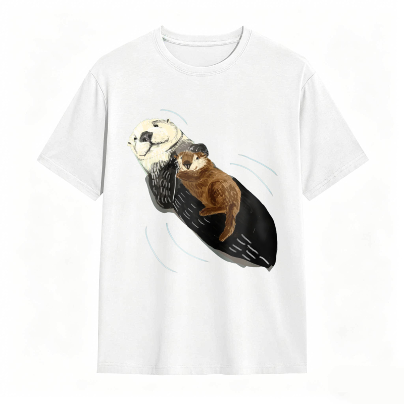 Otter And Baby Otter Floating On Back Unisex Classic T-shirt