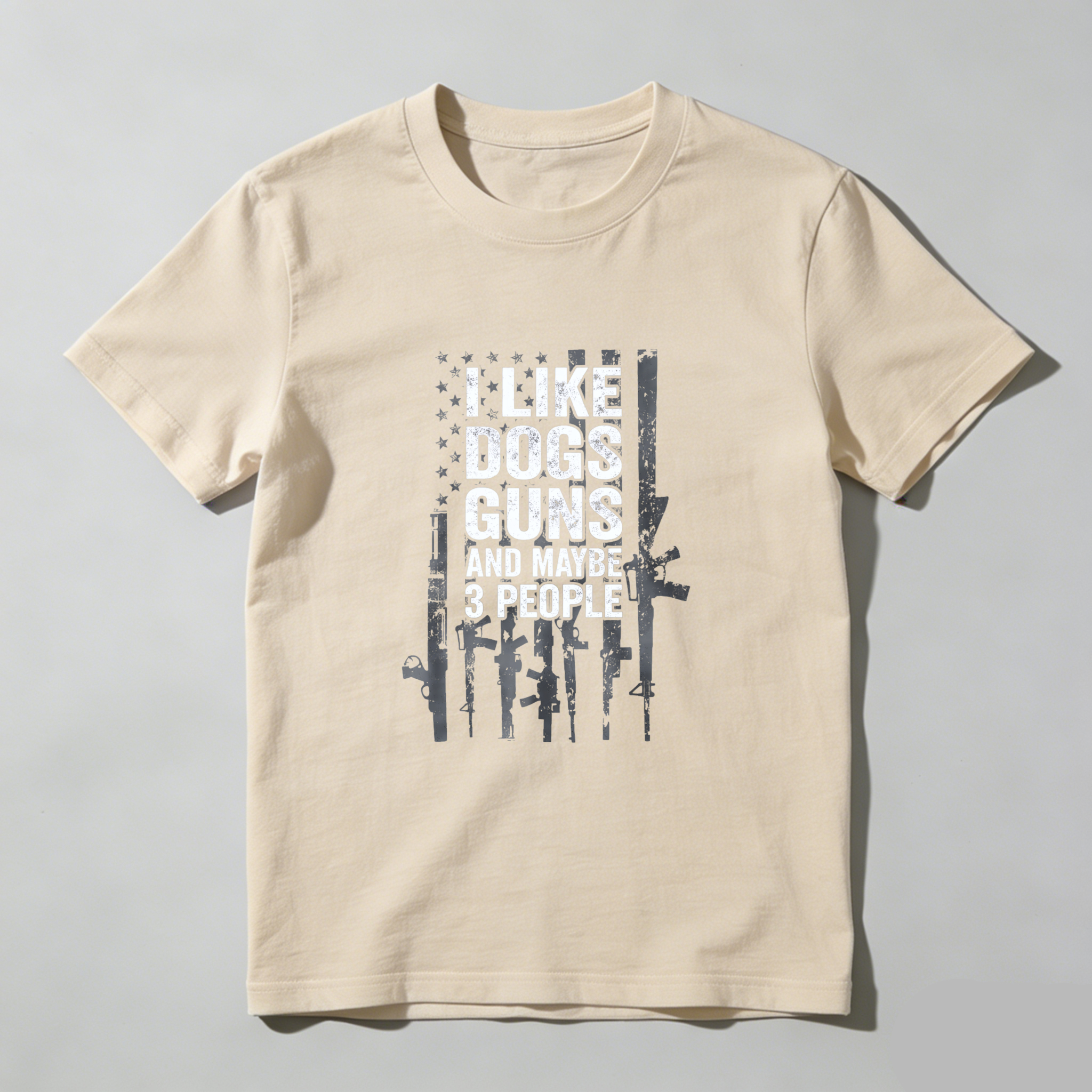 TEECURENT I Like Dogs Guns And Maybe 3 People T Shirt Men Women Black Graphic Tee Gun Lover Dog Owner Funny Statement Shirt