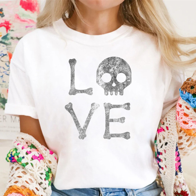 Vintage Love Skull Funny Graphic Tee