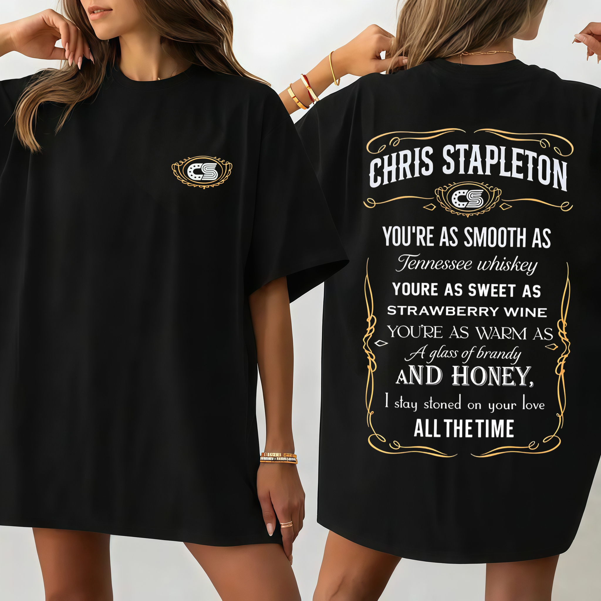 Chr1s St4pleton Inspired Graphic T-Shirt, "Tennessee Whiskey" Country Song Lyrics Tee, Vintage Western Rodeo Outfit, Country Music Fan Gift