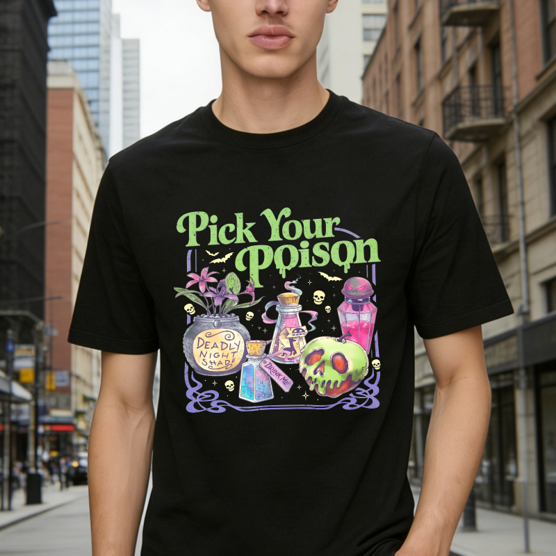 Pick Your Poison Halloween Potion Bottles Skull And Bat Unisex Classic T-shirt