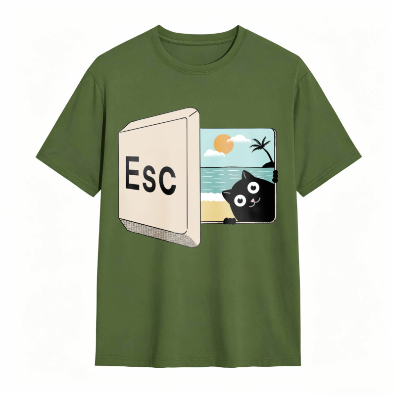Esc Key Cat Beach Scene Unisex Classic T-shirt