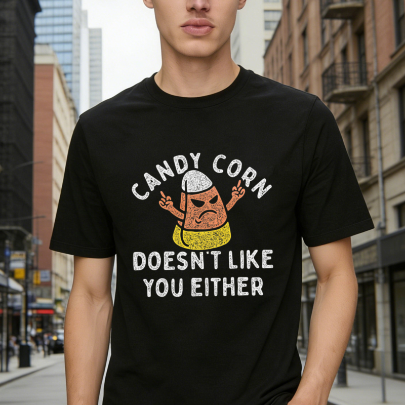 Candy Corn Doesn't Like You Either Funny Halloween Graphic T-shirt