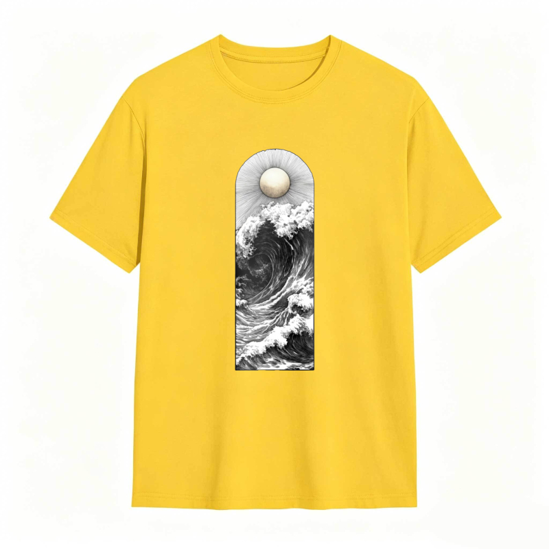 Wave And Moon Arch Design Unisex Classic T-shirt