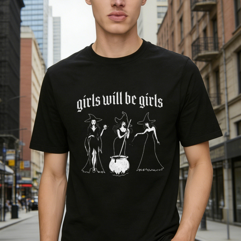 Girls Will Be Girls Witch Cauldron Halloween Graphic T-shirt