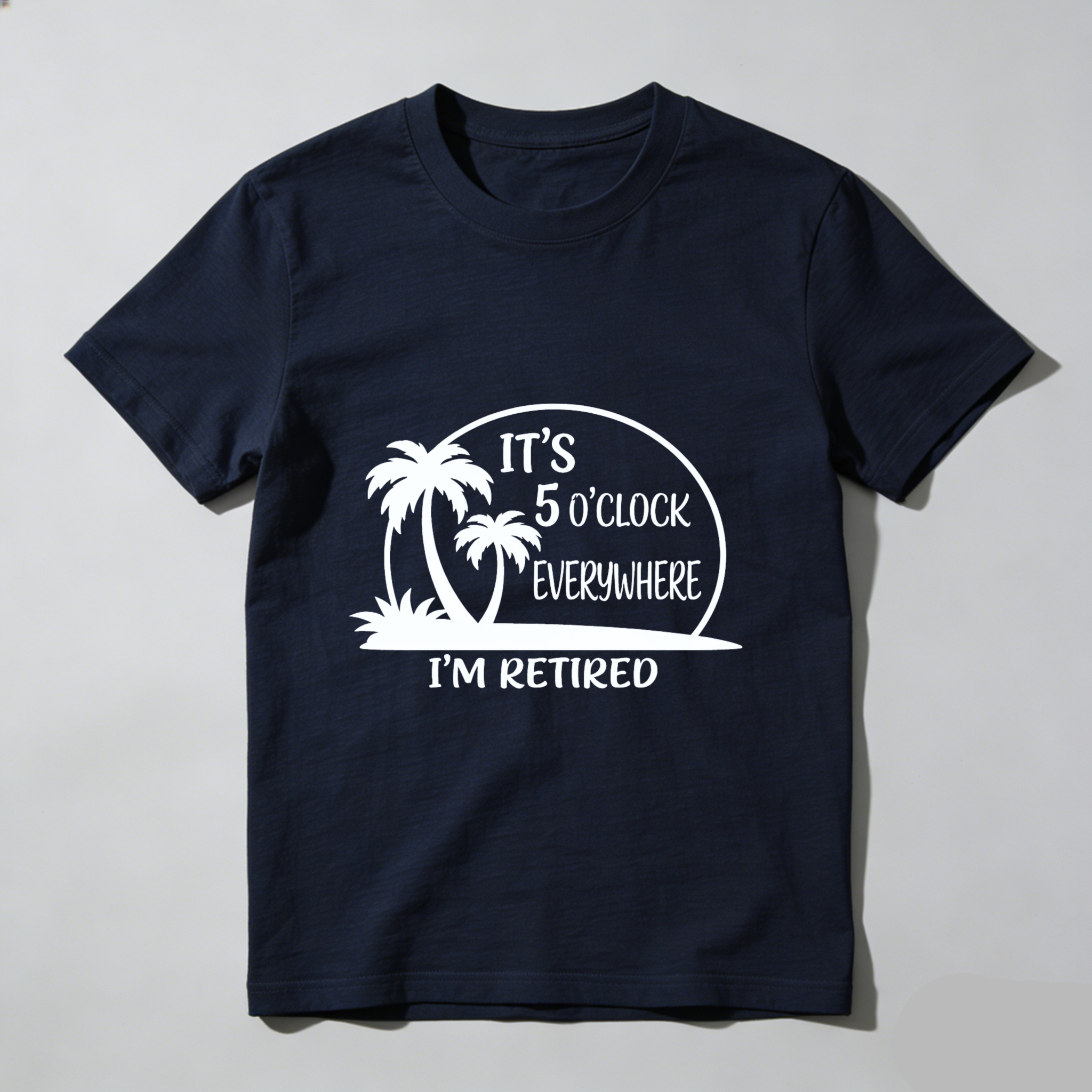 TEECURENT Its 5 Oclock Everywhere Im Retired Funny Retirement Shirt For Men Women Palm Tree Design Casual T-Shirt WOMEN