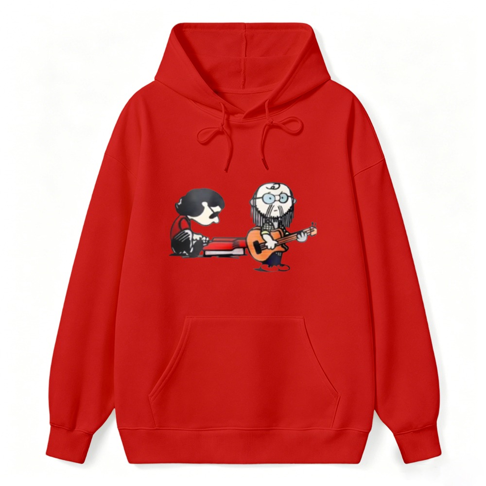Cartoon Musicians Playing Guitar And Keyboard Unisex Classic Hoodie