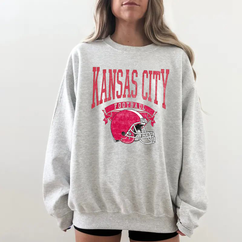 Vintage Football Sweatshirt Hometown Team Pullovers Sublimation Print Soft Cozy Retro Style Comfortable All-Season Wear