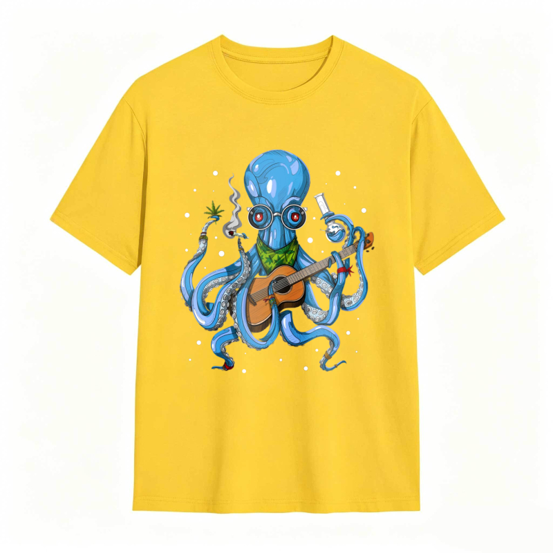Octopus Playing Guitar With Lab Glassware Unisex Classic T-shirt