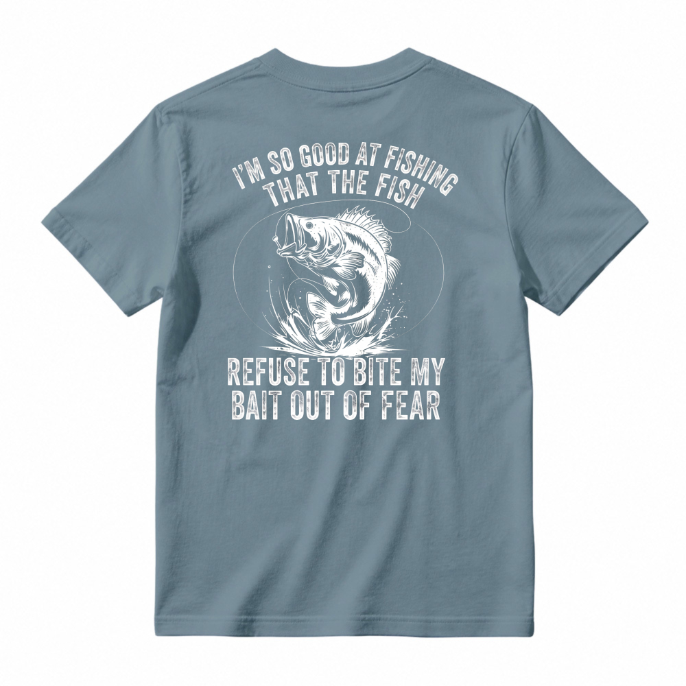 Funny Fishing Quote Fish Refuse To Bite Bait Out Of Fear Graphic T-shirt