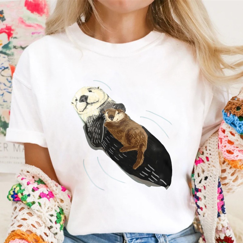 Otter And Baby Otter Floating On Back Unisex Classic T-shirt
