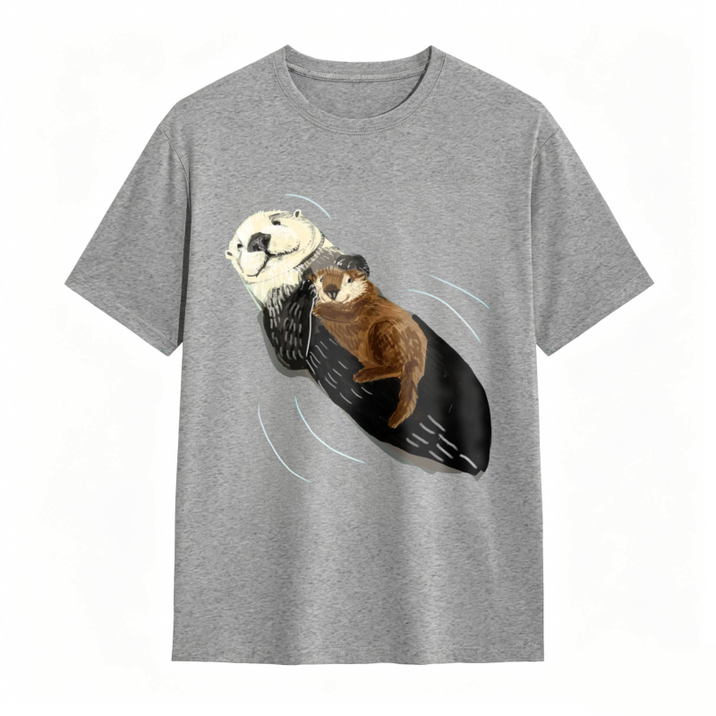 Otter And Baby Otter Floating On Back Unisex Classic T-shirt