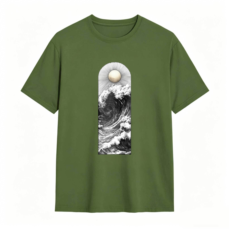 Wave And Moon Arch Design Unisex Classic T-shirt