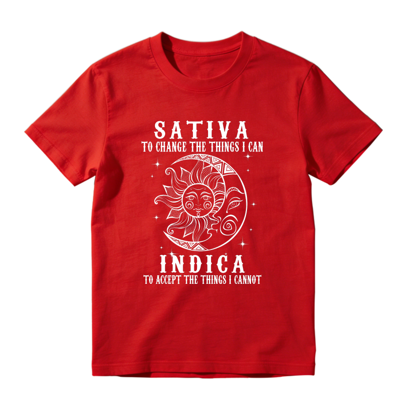 100% Cotton Unisex Sativa To Change The Things I Can Indica Cannabis Weed T-Shirt Casual Top