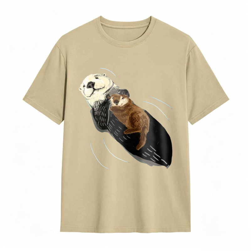 Otter And Baby Otter Floating On Back Unisex Classic T-shirt