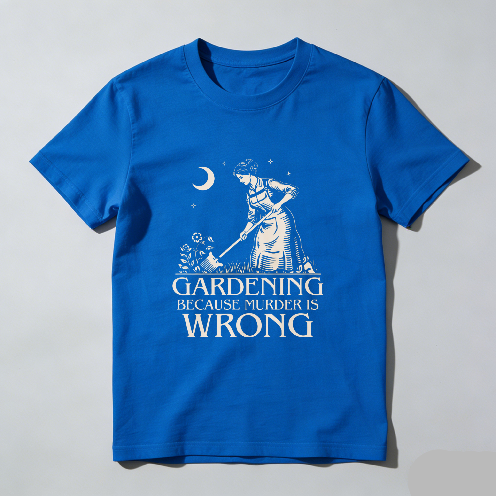 TEECURENT Gardening Because Murder Is Wrong T-Shirt Funny Garden Humor Gift For Gardeners And Plant Lovers WOMEN