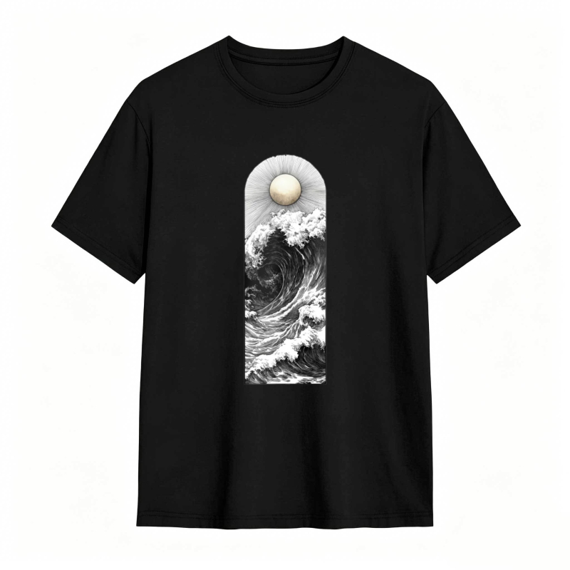 Wave And Moon Arch Design Unisex Classic T-shirt