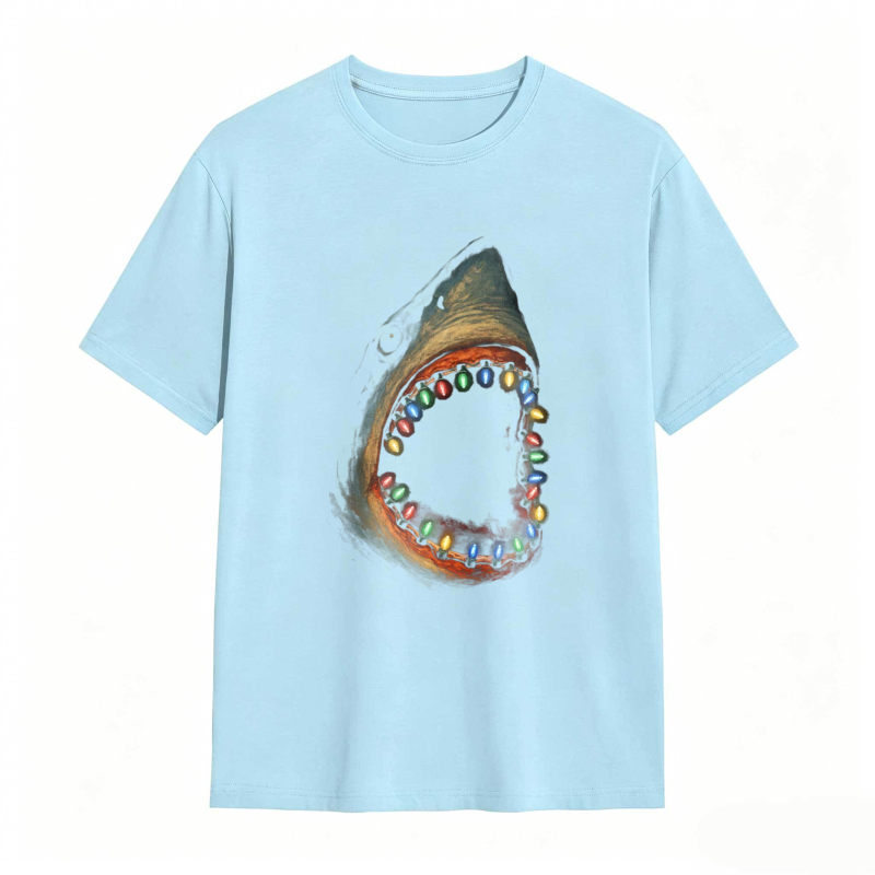 Shark With Colorful Teeth Pattern Unisex Classic T-shirt