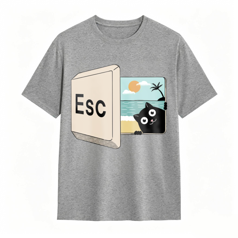 Esc Key Cat Beach Scene Unisex Classic T-shirt