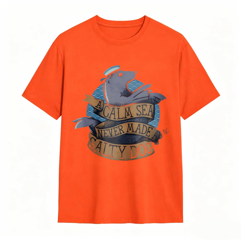 Whale And Sea Theme With A Calm Sea Never Made Salty Dog Text Unisex Classic T-shirt