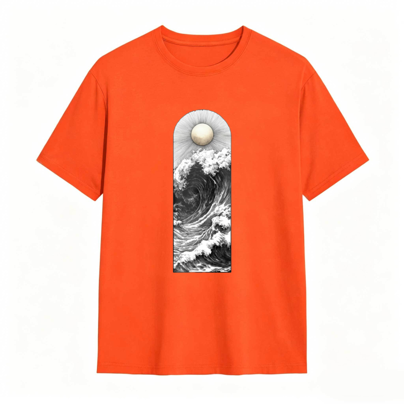 Wave And Moon Arch Design Unisex Classic T-shirt