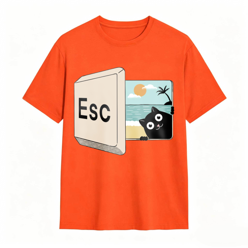 Esc Key Cat Beach Scene Unisex Classic T-shirt
