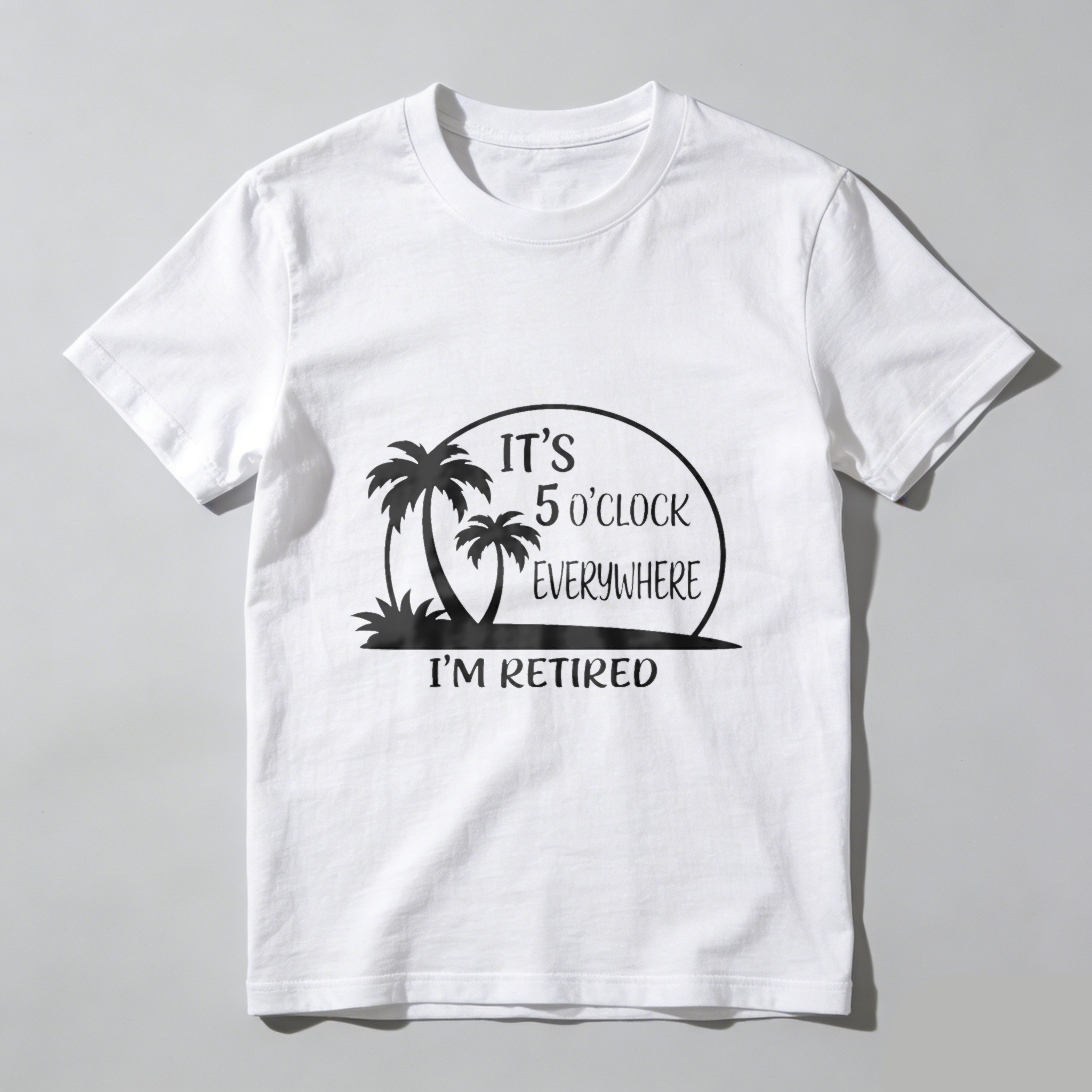 TEECURENT Its 5 Oclock Everywhere Im Retired Funny Retirement Shirt For Men Women Palm Tree Design Casual T-Shirt WOMEN