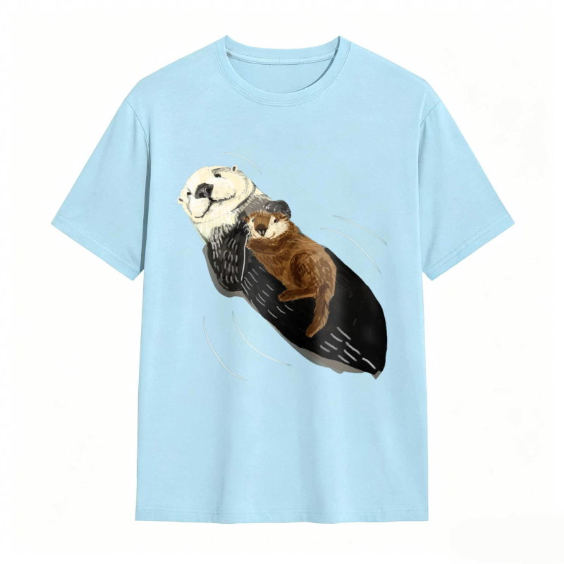 Otter And Baby Otter Floating On Back Unisex Classic T-shirt