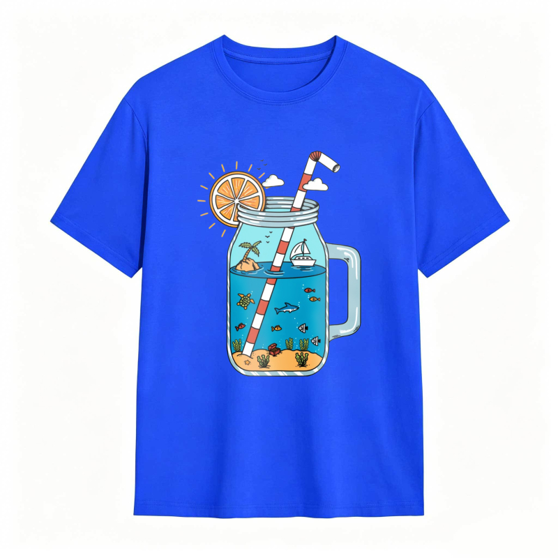 Mason Jar With Beach Scene And Lemonade Design Unisex Classic T-shirt
