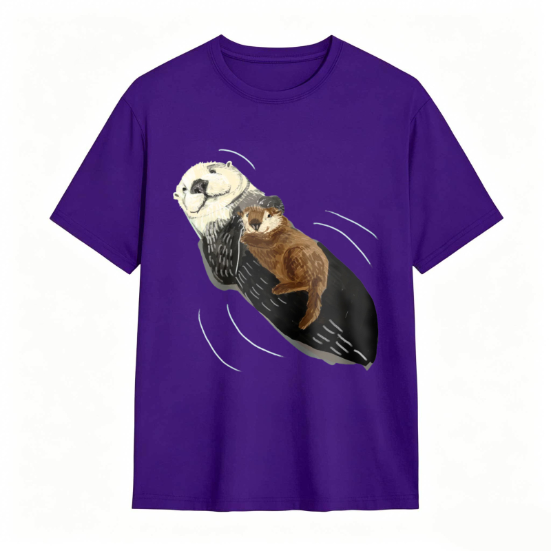 Otter And Baby Otter Floating On Back Unisex Classic T-shirt