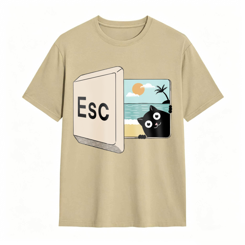 Esc Key Cat Beach Scene Unisex Classic T-shirt