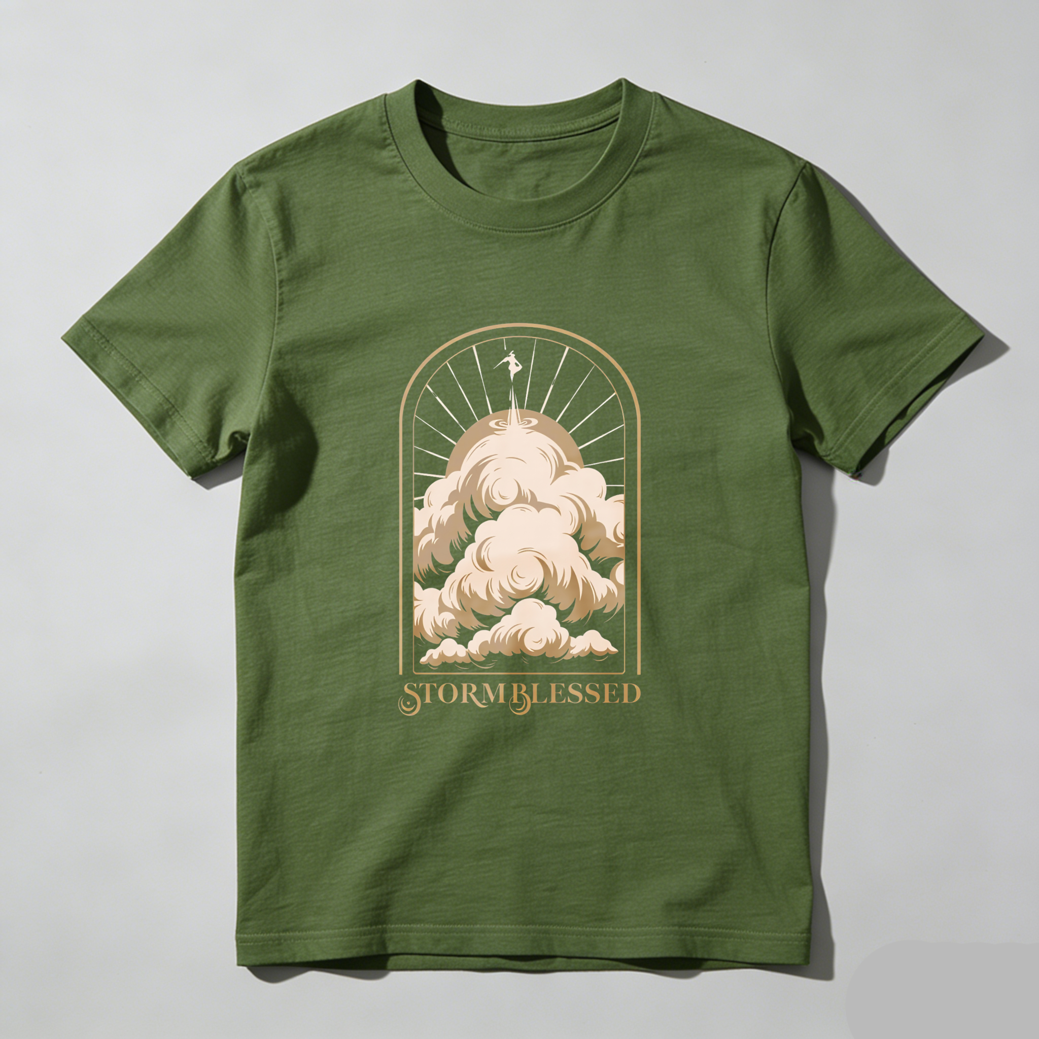 Wardrobecart Storm Blessed Clouds With Angel And Sun Rays Tshirt