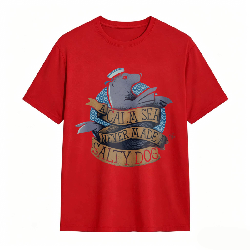 Whale And Sea Theme With A Calm Sea Never Made Salty Dog Text Unisex Classic T-shirt
