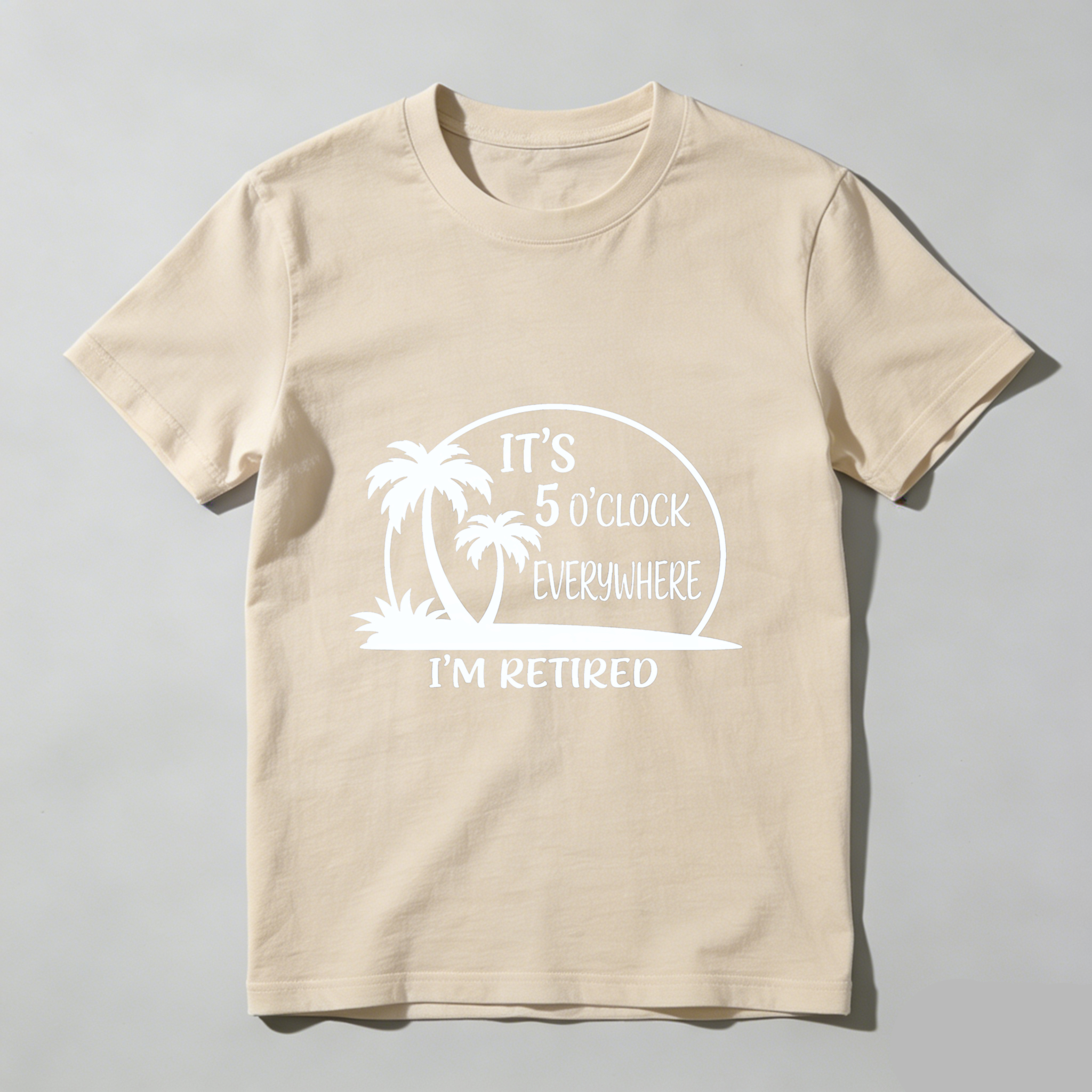 TEECURENT Its 5 Oclock Everywhere Im Retired Funny Retirement Shirt For Men Women Palm Tree Design Casual T-Shirt WOMEN