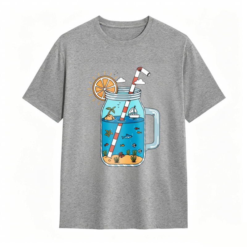 Mason Jar With Beach Scene And Lemonade Design Unisex Classic T-shirt