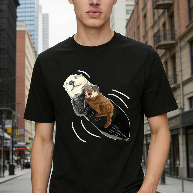 Otter And Baby Otter Floating On Back Unisex Classic T-shirt