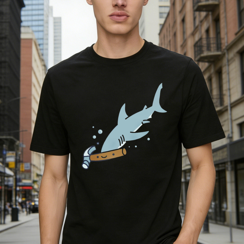 Shark With Hammer Pattern Unisex Classic T-shirt