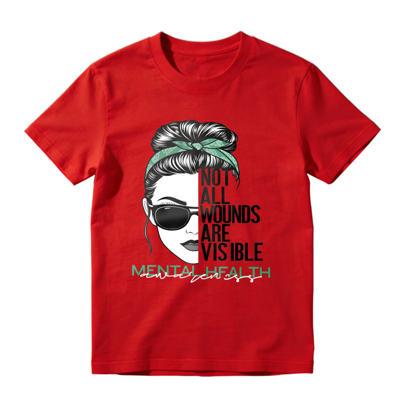 Fashion Designer TShirts with Mental HealthAwareness Graphic Tee Not All Wounds Are VisibleCasual