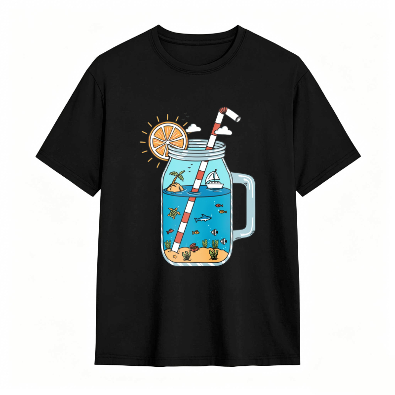 Mason Jar With Beach Scene And Lemonade Design Unisex Classic T-shirt