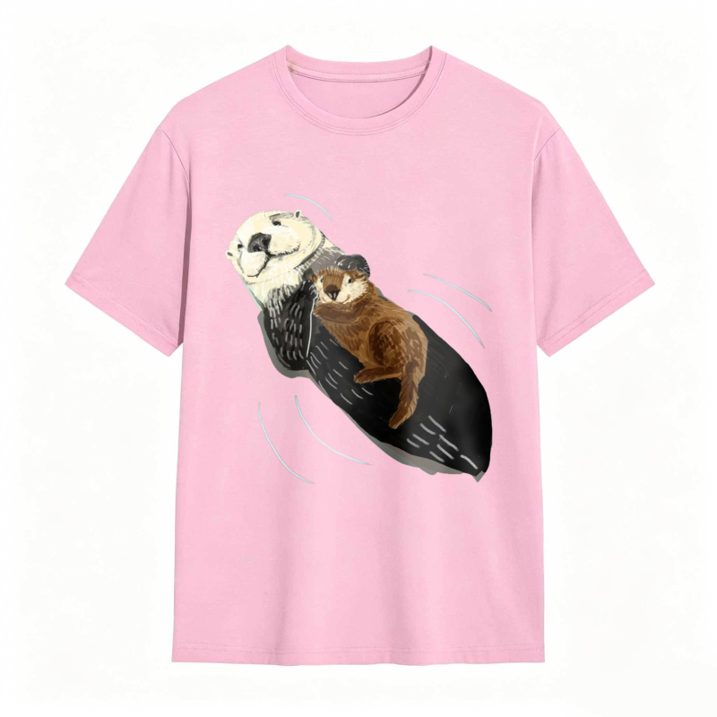 Otter And Baby Otter Floating On Back Unisex Classic T-shirt