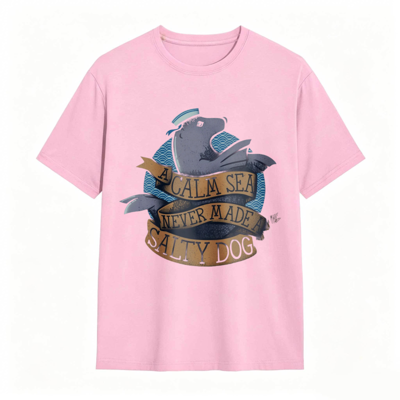 Whale And Sea Theme With A Calm Sea Never Made Salty Dog Text Unisex Classic T-shirt