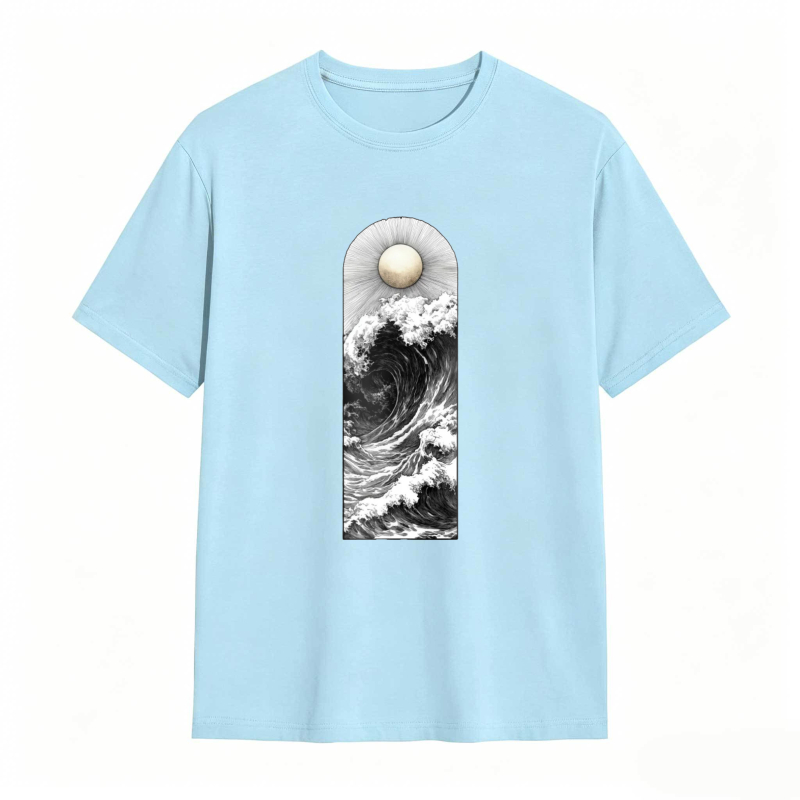 Wave And Moon Arch Design Unisex Classic T-shirt