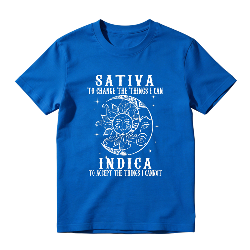 100% Cotton Unisex Sativa To Change The Things I Can Indica Cannabis Weed T-Shirt Casual Top