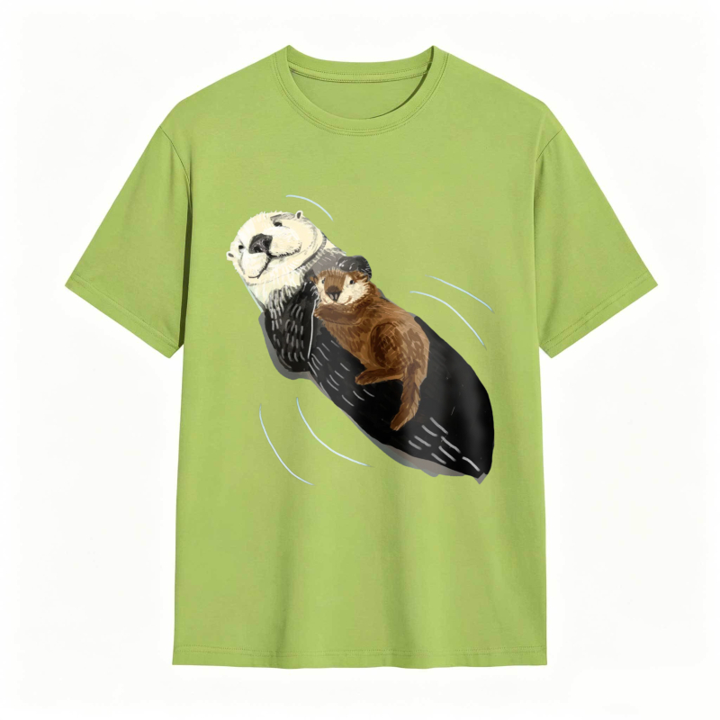 Otter And Baby Otter Floating On Back Unisex Classic T-shirt