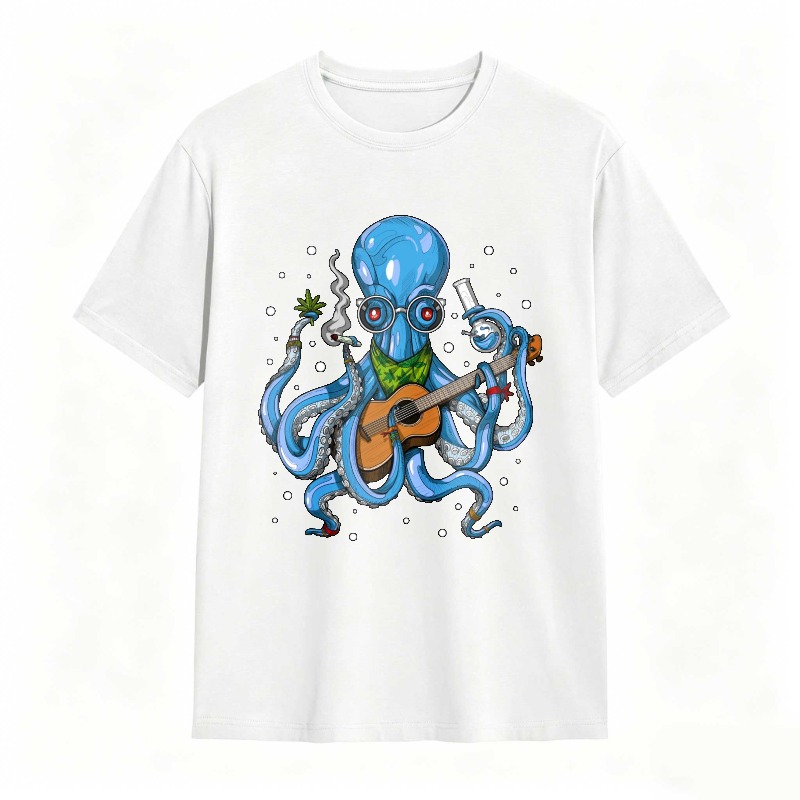 Octopus Playing Guitar With Lab Glassware Unisex Classic T-shirt