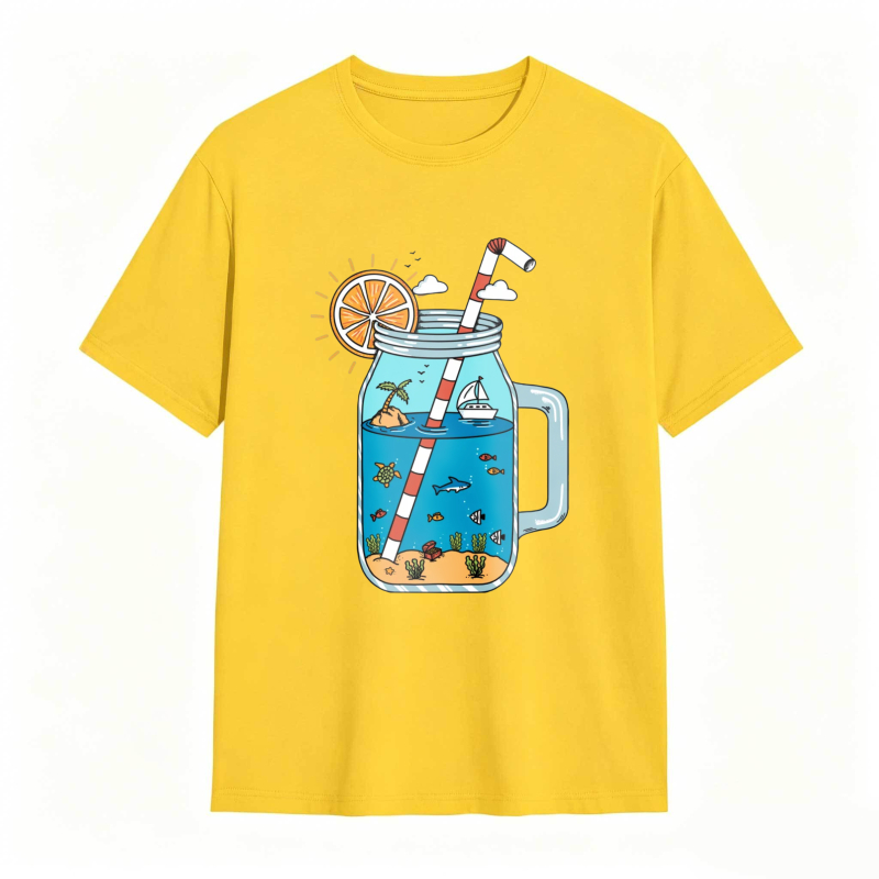 Mason Jar With Beach Scene And Lemonade Design Unisex Classic T-shirt