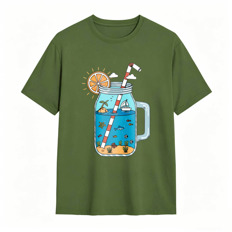 Mason Jar With Beach Scene And Lemonade Design Unisex Classic T-shirt