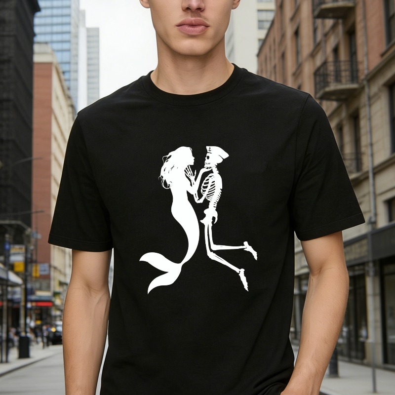 Mermaid And Skeleton Dancing Silhouette Unisex Classic T-shirt