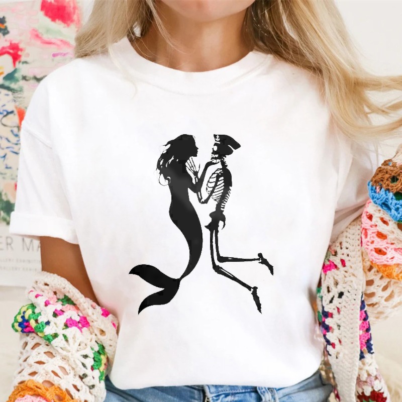 Mermaid And Skeleton Dancing Silhouette Unisex Classic T-shirt